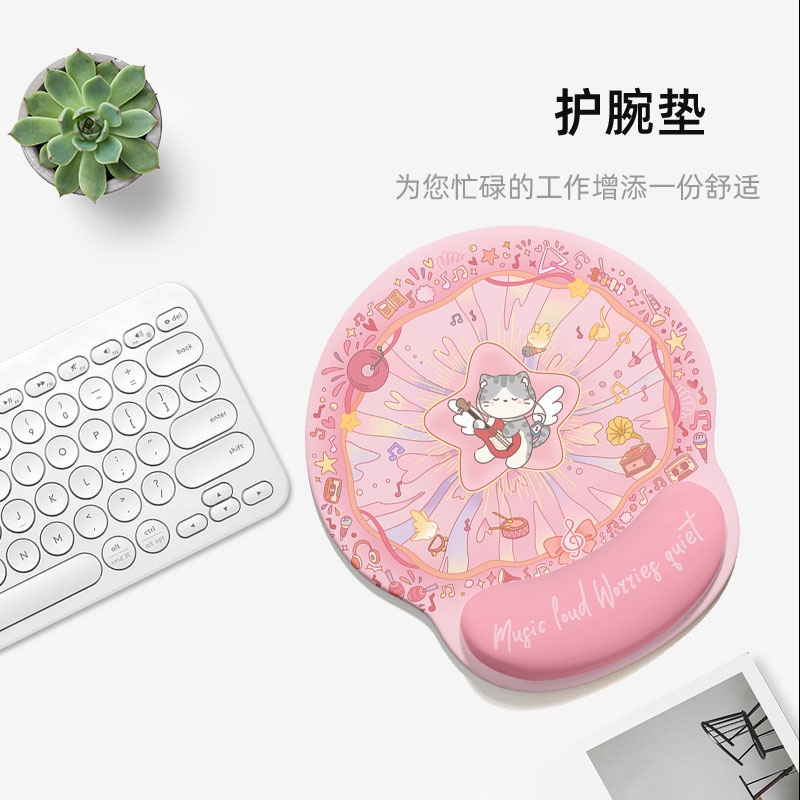 可爱好运猫猫护腕鼠标垫女手腕垫防滑办公室笔记本电脑键盘手托