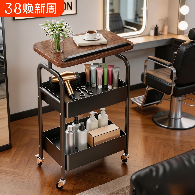 专用理发店小推车可移动多层烫染工具收纳架复古美发车发廊手推车
