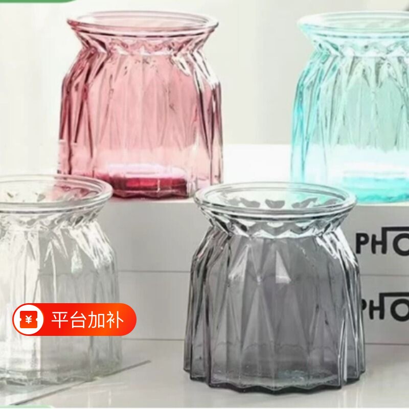 水培瓶植物透明插花宽口玻璃花盆花瓶容器黄金葛盆养缸摆件器皿客