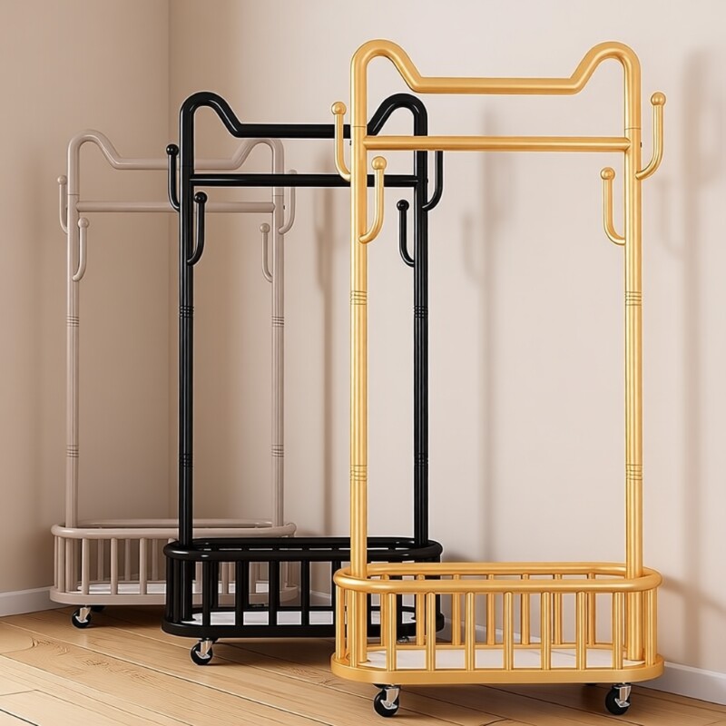 衣帽架挂落地衣架衣架立式可移动带轮家用客厅轻奢网红简易晾衣架