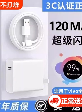 适用于vivo原装充电器120线极速闪充X50X30X60pro手机S7eS9e充电插头正品适用W于iQOONeo双引擎快充套装typec