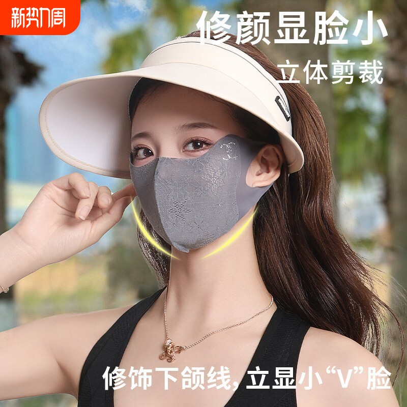 成人透气灰色防晒蕾丝口罩春夏秋冬女女士高颜值多色可选防尘防