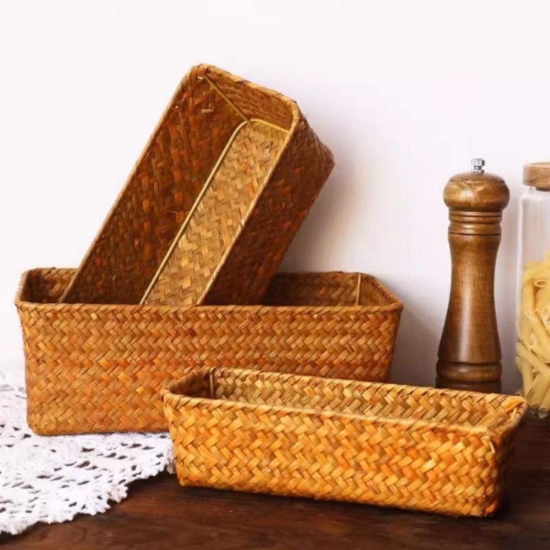 草编收纳筐海草编织篮厨房蔬菜调料姜蒜大葱收纳篮桌面零食收纳盒,收纳整理,其他收纳篮,淘宝优惠券,粉丝福利购,淘宝优惠卷
