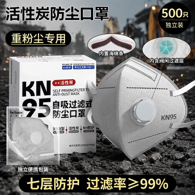 kn95工业防尘口罩防粉带呼吸阀正品甲醛活性炭防护n95电焊焊工图片