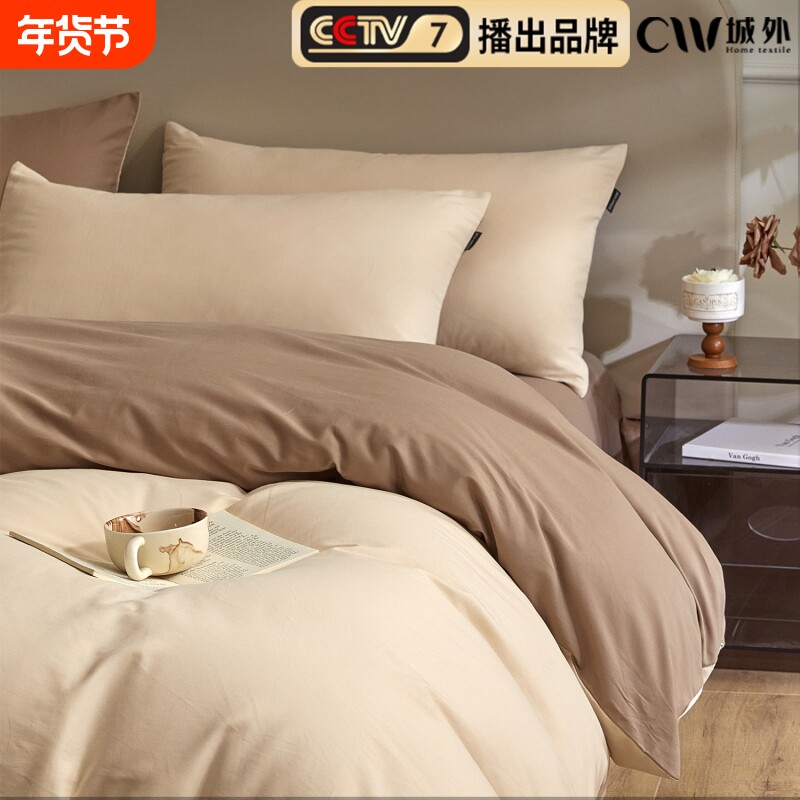 轻奢磨毛床上四件套纯棉全棉2024新款秋冬加厚被套床单床品高级感