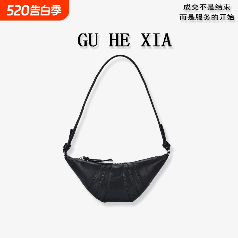 明星同款真皮头层牛皮日韩款牛角包女士高级感小众设计感腋下包