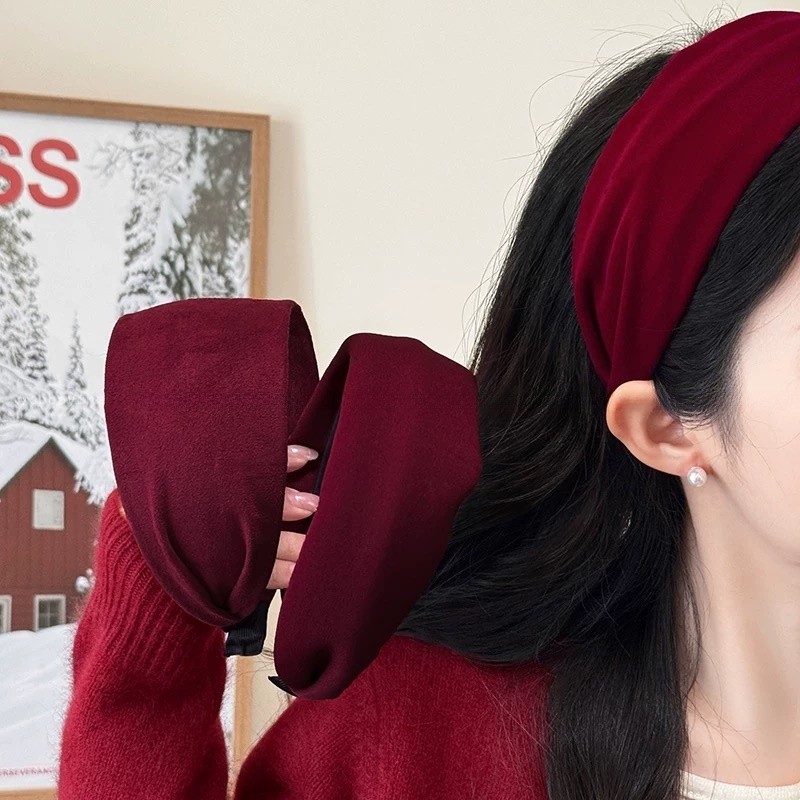 日常外戴宽边发卡发箍女2025新款秋冬高颅顶洋气发带红色头箍头饰