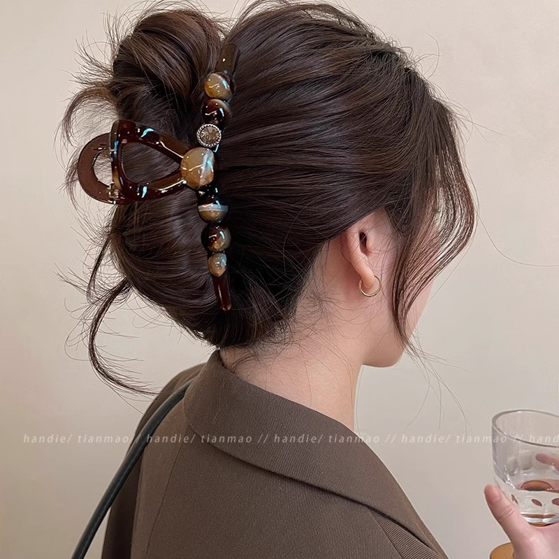 发夹女后脑勺复古盘发鲨鱼夹大号发量多发饰抓夹女2025新款高级感