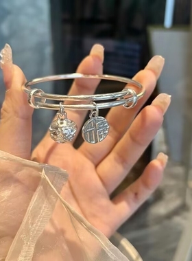 莫比乌斯手环轻奢ins手镯小众设计爱心百搭简约闺蜜双环竹节繁花