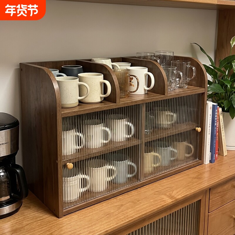 实拍图！餐边柜置物架餐桌水杯收纳架陶瓷杯茶杯放置架杯子储物架