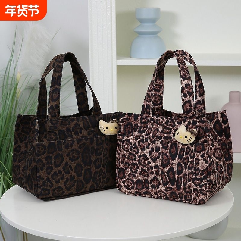 帆布包卡通外出防水大容量新款时尚手提包饭盒拎包上班手提袋便当