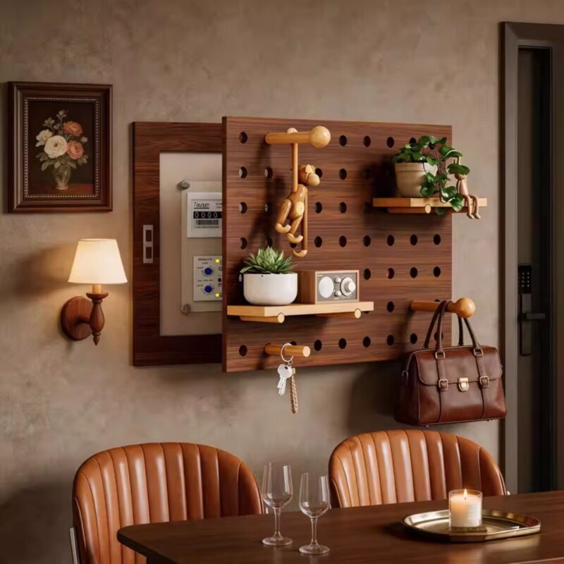 玄关洞洞板电表箱遮挡盖板客厅贴墙装饰挂画墙壁收纳支架免打孔