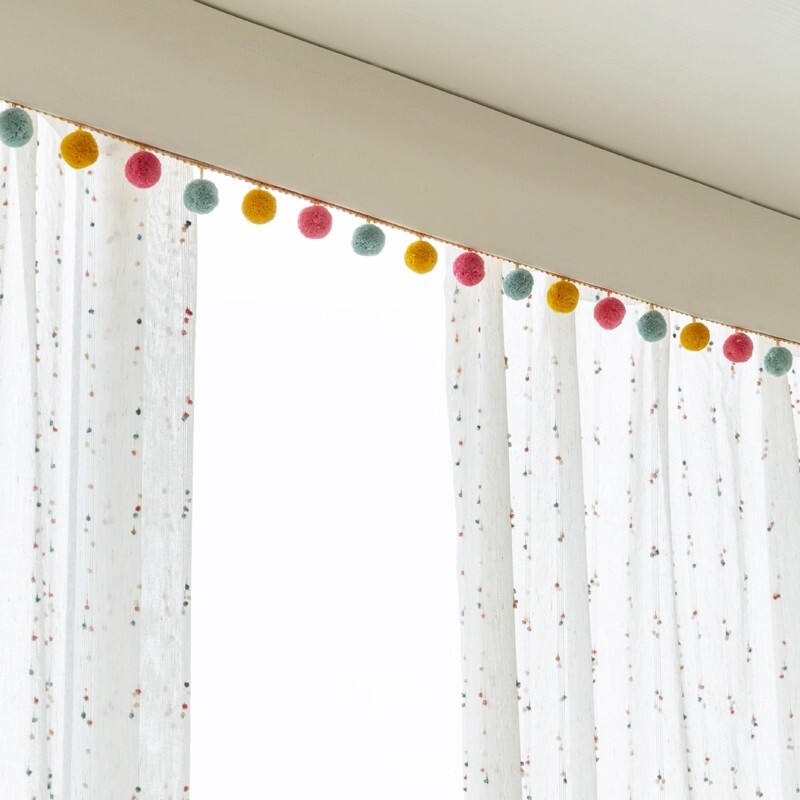 多巴胺儿童房光窗帘帘头免安装窗幔飘窗幔头自粘魔术贴免打孔隔热