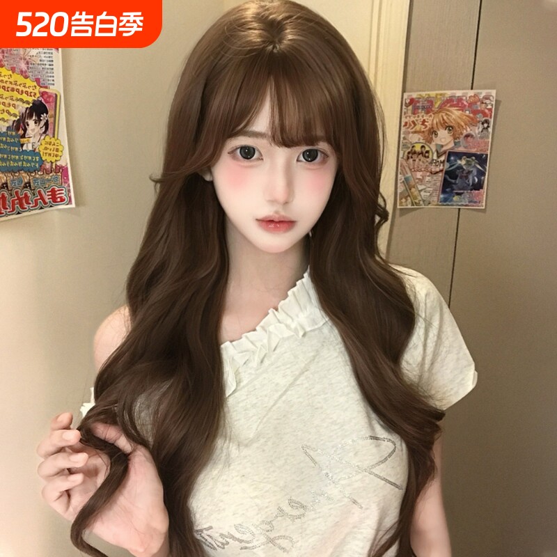 呐森假发女长发长卷发大波浪香草蜜棕色双马尾jk甜美lolita全