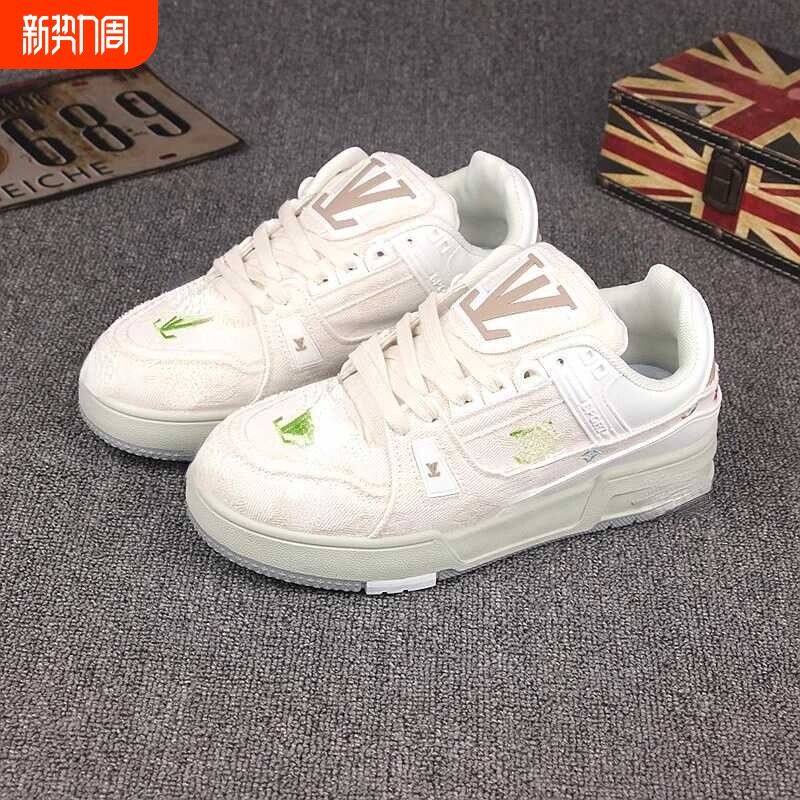 潮牌男鞋2025新款刺绣印花运动男女情侣帆布休闲时尚潮流运动板鞋