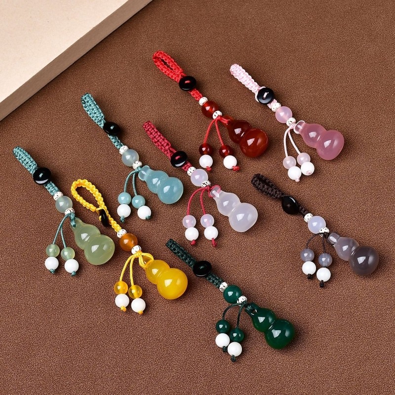 天然玛瑙玉石葫芦福禄汽车钥匙扣挂件简约挂饰链小饰品情侣款