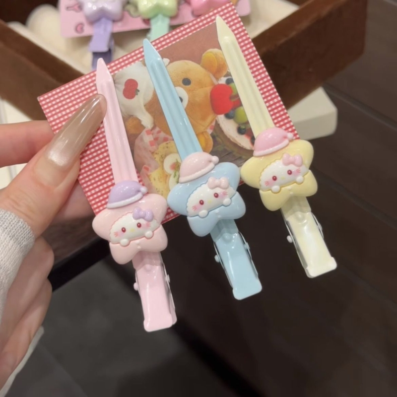 化妆星星猫一字发夹少女ins风刘海夹卡通碎发夹学生甜美发饰可爱