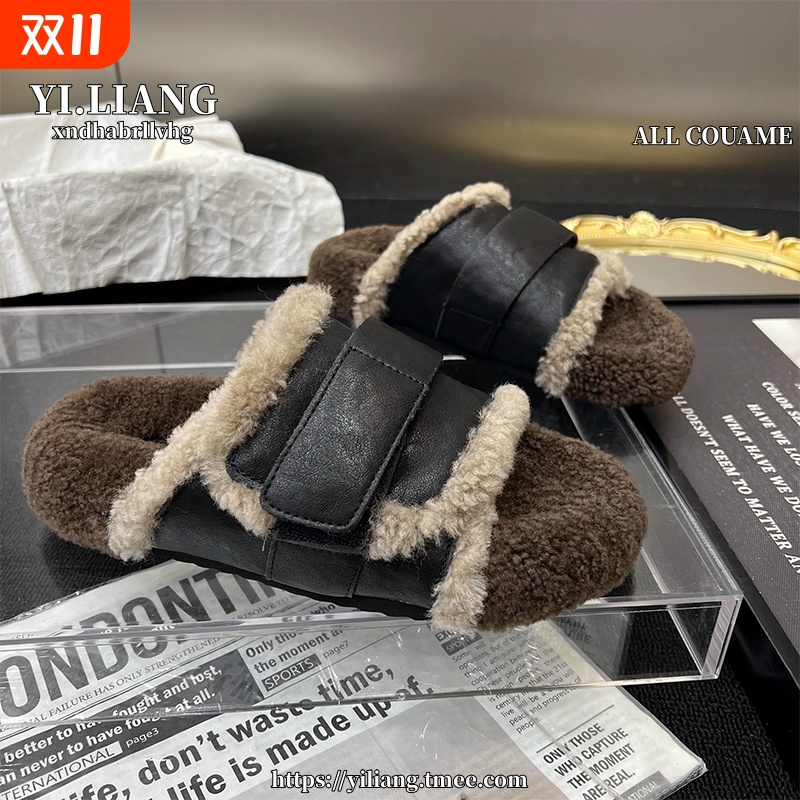 羊羔毛厚底毛毛鞋女|千人加购