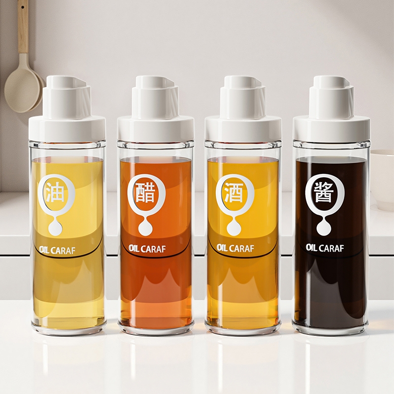 热蔻油壶家用厨房酱油醋调味料瓶套装不挂油防漏玻璃油罐自动开合
