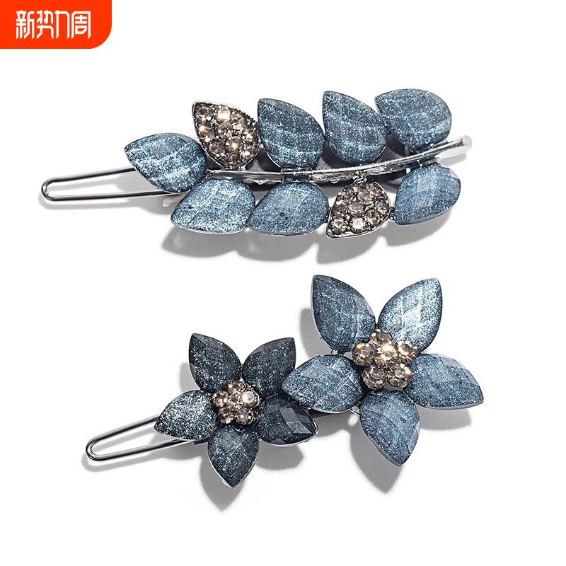 简约树叶五瓣花一字夹货源地发夹青蛙扣爆款跨境发饰批发欧美发卡