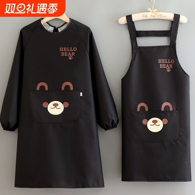 男女防水厨房做饭围裙家用防油工作上班餐饮专用饭店画画长袖罩衣