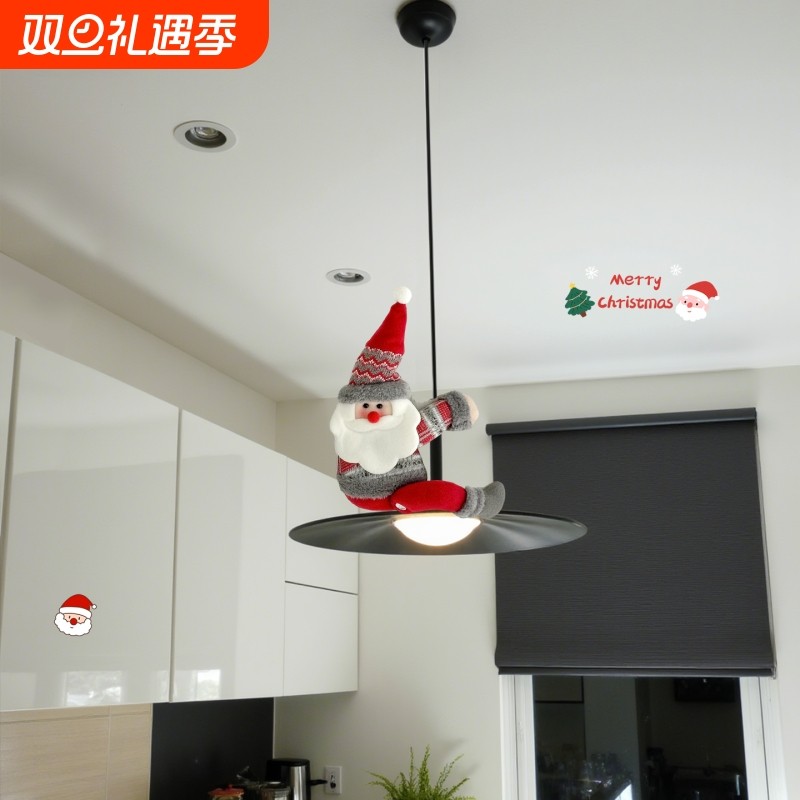 圣诞节装饰品创意圣诞老人店铺氛围挂饰雪人窗帘吊饰场景布置飘雪