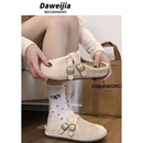 秋冬配裙子加绒软底包头拖 女2025新款 爆款 复古白色厚底半拖勃肯鞋