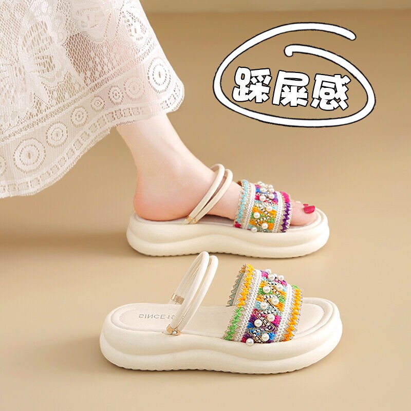 绝美凉鞋女2026新款夏季外穿仙女风配裙子孕妇厚底海边沙滩凉拖鞋