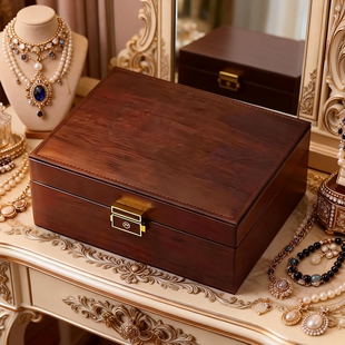 中古风首饰盒高档首饰饰品耳钉环收纳盒2025年存放盒精致绒布珍珠