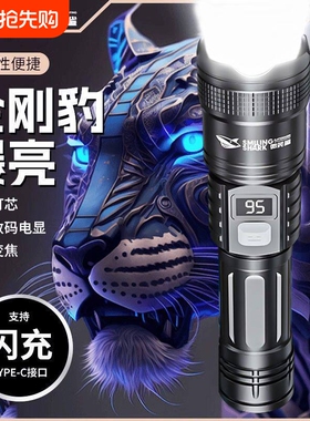 强光超亮充电式多功能户外可携式LED灯大功率大容量生活防水手电
