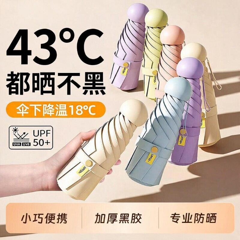 太阳伞女防晒防紫外线遮阳晴雨两用伞迷你小巧便携口袋胶囊手动图片