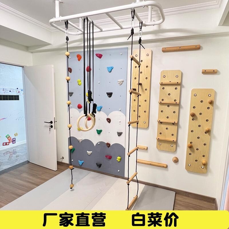 儿童房攀爬云梯室内攀岩墙幼儿园攀爬架家用体能训练器材健身吊环