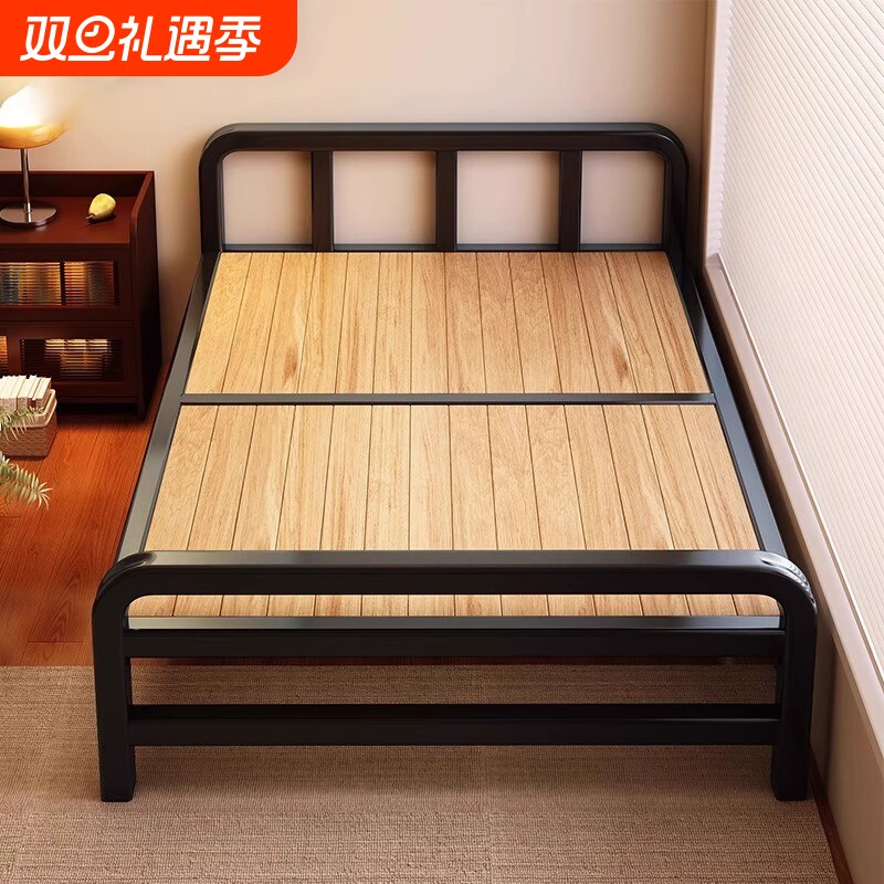 折叠床成人家用1米5小床单人双人床出租房用实木床硬板床卧室床架