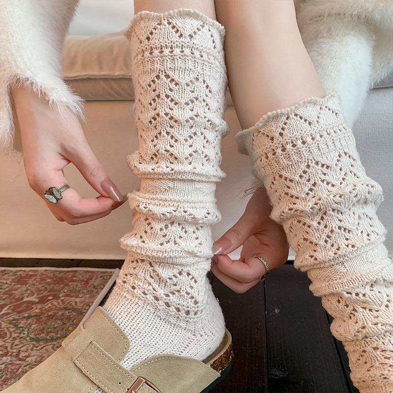 羊毛百搭护膝袜冬日雪花堆堆袜