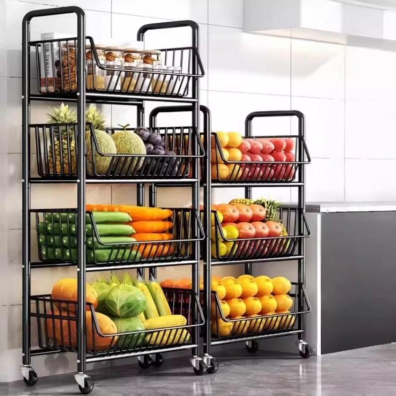 厨房菜篮子置物架落地家用水果蔬菜储物放菜架子多功能多层收纳筐