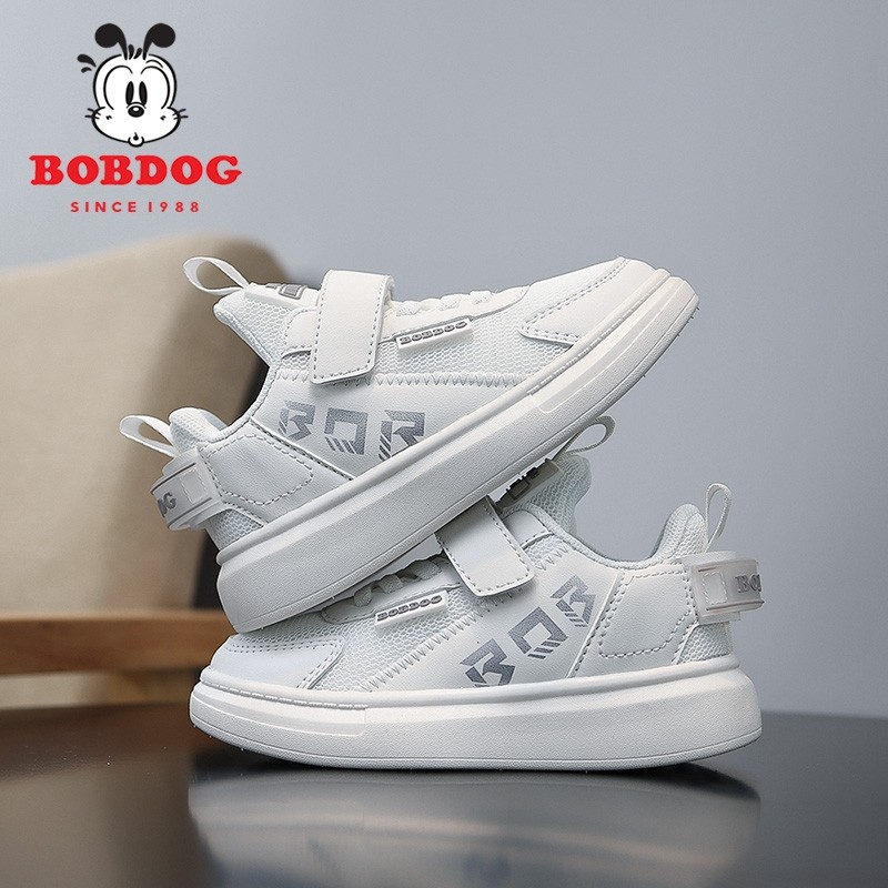 巴布豆男童鞋子2025春秋新款网面透气板鞋软底休闲儿童运动鞋皮面