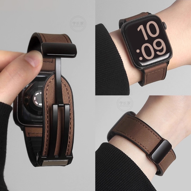 适用华为fit4/fit3手表表带秋冬季疯马纹真皮磁吸腕带男生高级感watch fit4pro智能运动腕表watch手表带女生