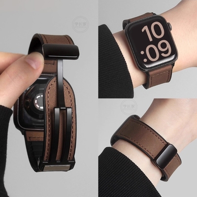 适用华为fit4/fit3手表表带秋冬季真皮磁吸腕带男生高级感watchfit4pro智能运动腕表手表带女生绿色金属硅胶