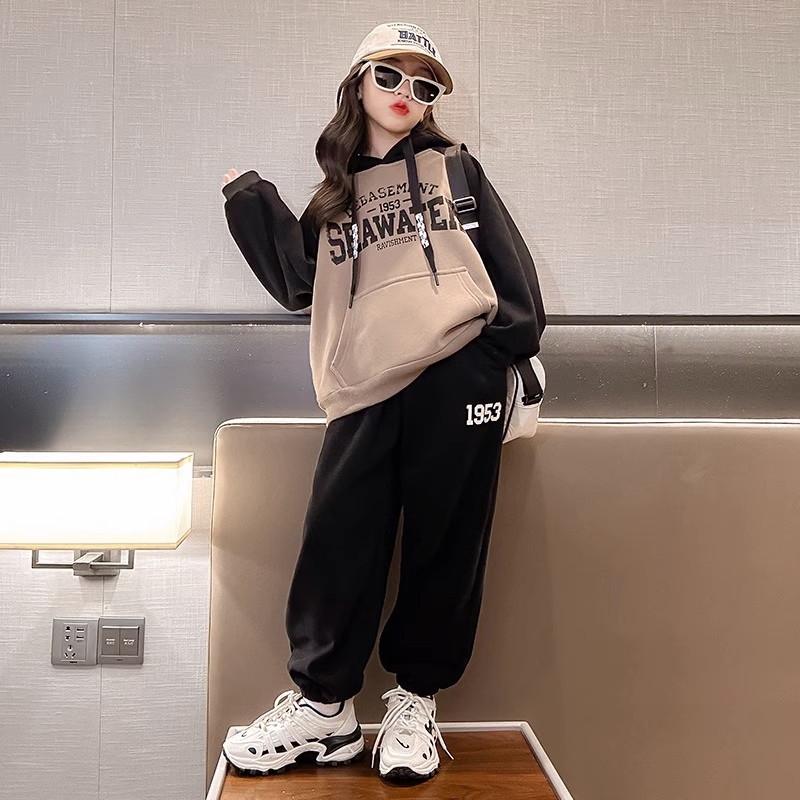 女童卫衣套装中大童2025秋装洋气春秋季新款儿童休闲运动两件套潮