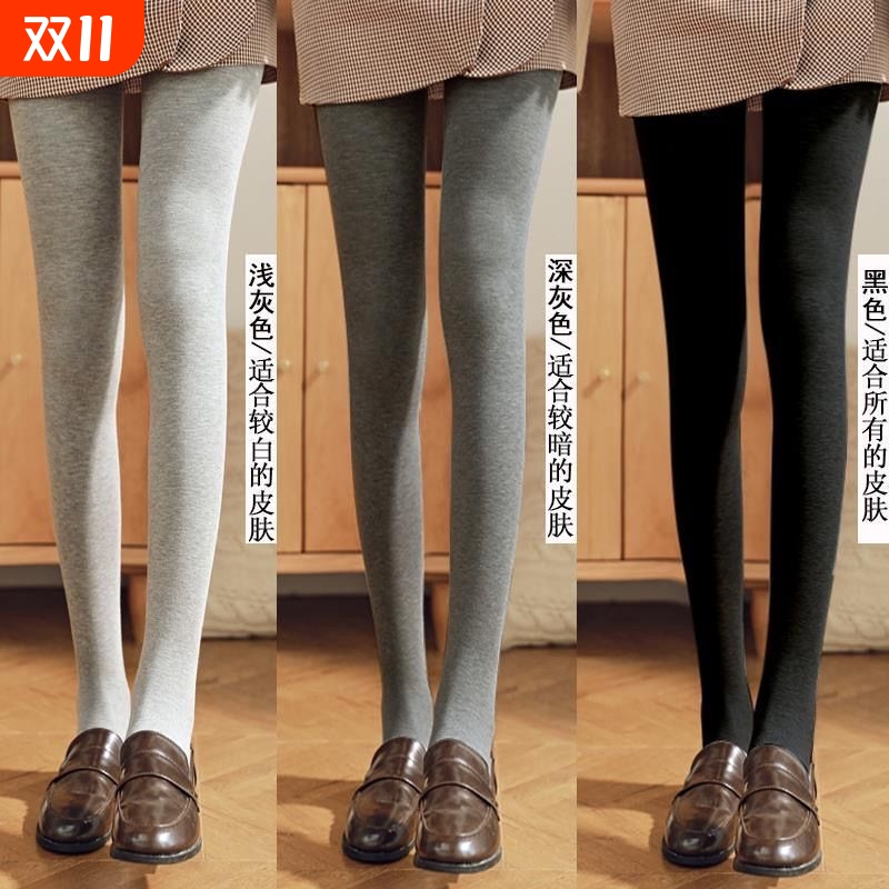 光腿神器竖条棉连裤袜加绒加厚女