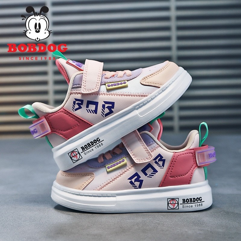 巴布豆皮面防水女孩板鞋2025秋冬新款儿童休闲鞋中小童女童鞋子