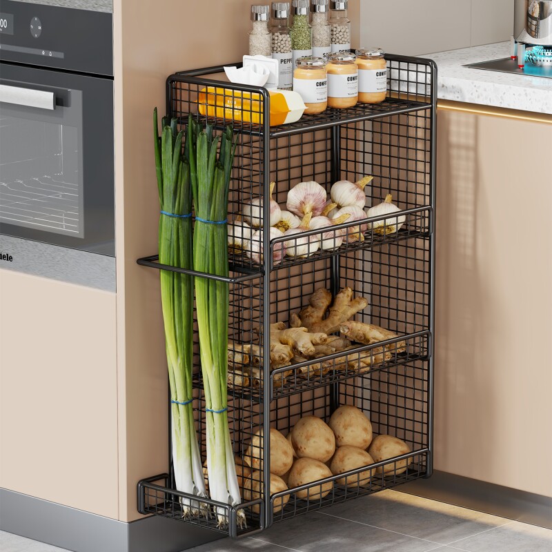 厨房多功能置物架葱姜蒜收纳架墙上壁挂多层水果蔬菜储物架调料架