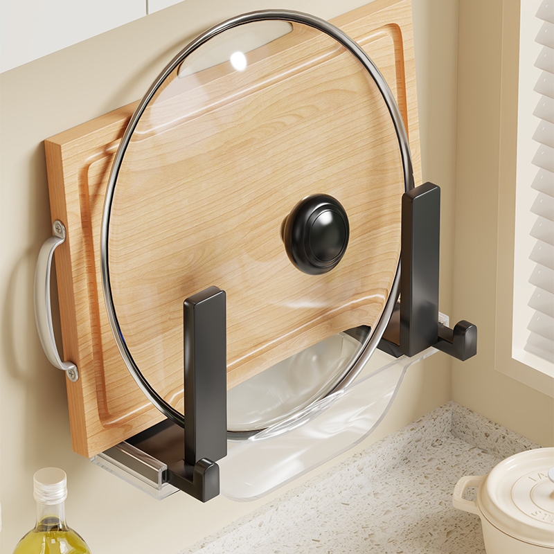 家用厨房免打孔壁挂锅盖置物架