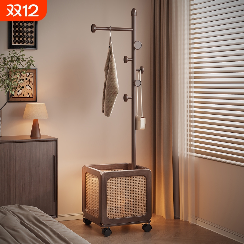 实木衣帽架落地卧室家用