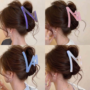 高质量小众Z字形抓夹女高级感2025新款大号鲨鱼夹发夹后脑勺头饰