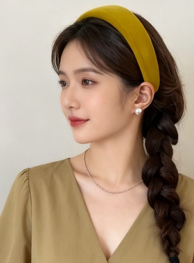 温柔丝绒黄色海绵发箍女2025
