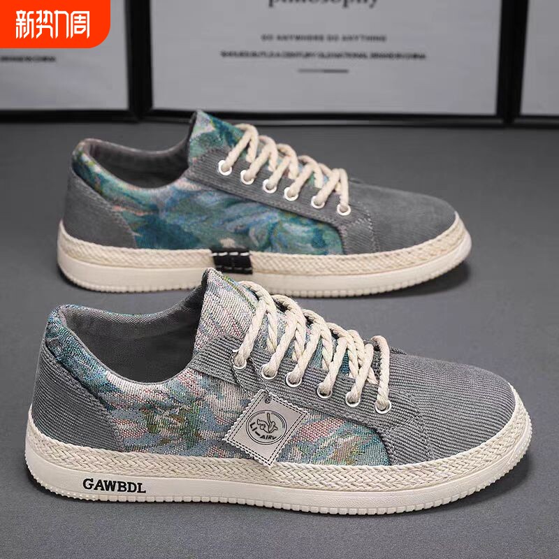 帆布男鞋夏季潮流百搭低帮休闲板鞋男士运动防滑轻便工作软底布鞋