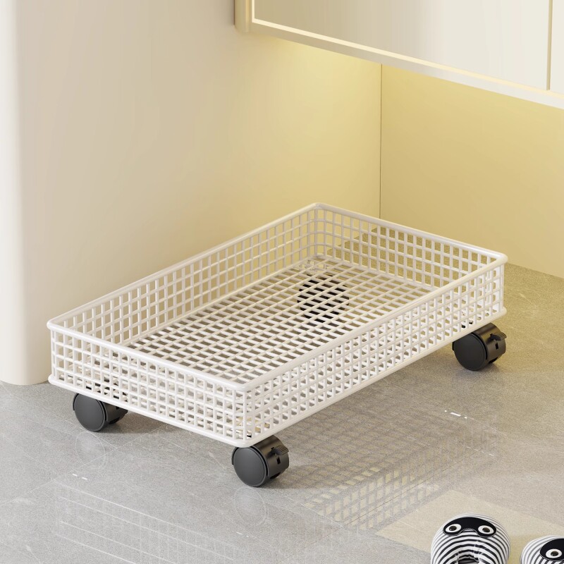 卫生间置物架可移动洗漱台洗衣机旁洗衣液收纳筐浴室带轮滑轮金属