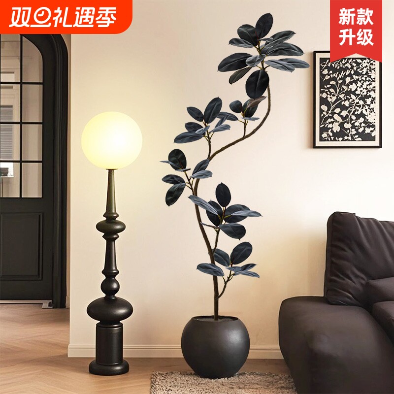 仿真绿植黑金刚橡皮树装饰室内盆栽大型落地摆件客厅轻奢高端植物