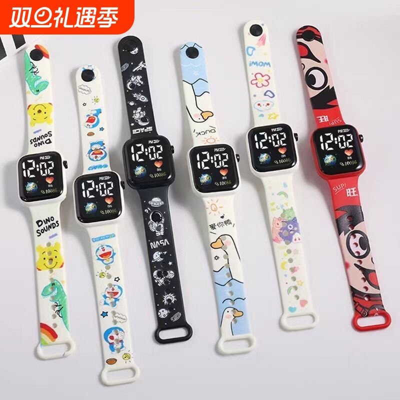儿童手表夜光卡通印花幼儿园小学生电子表数字看时间男孩女孩防水